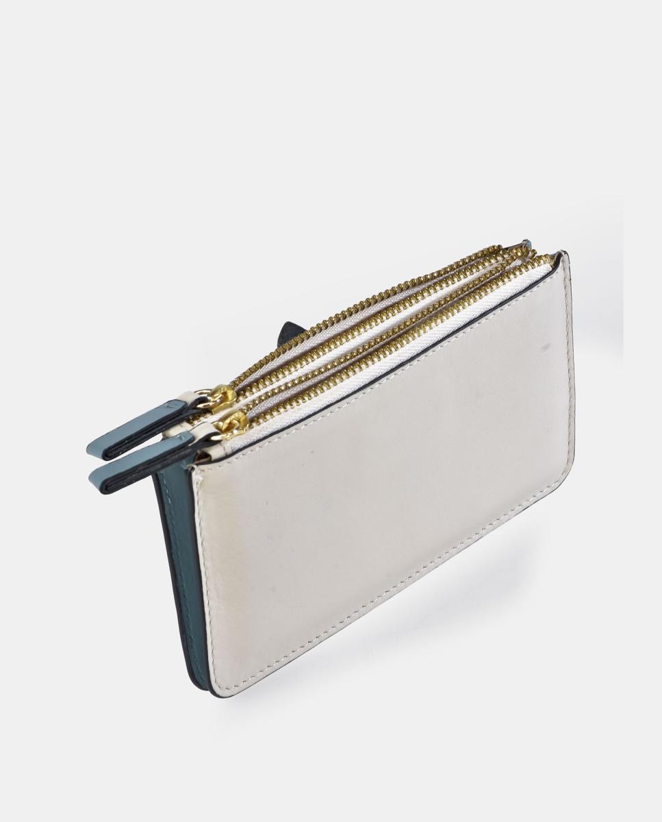 Monedero pequeño mujer Pierre Cardin con cremalleras en piel patchwork - Azul Azul-3