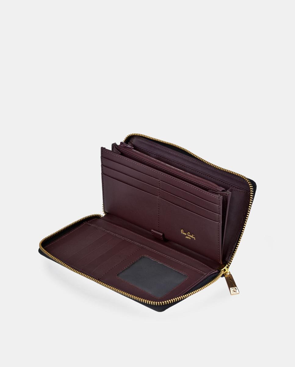 Monedero mujer Pierre Cardin grande con cremallera en piel suave - Rojo oscuro Rojo oscuro-3