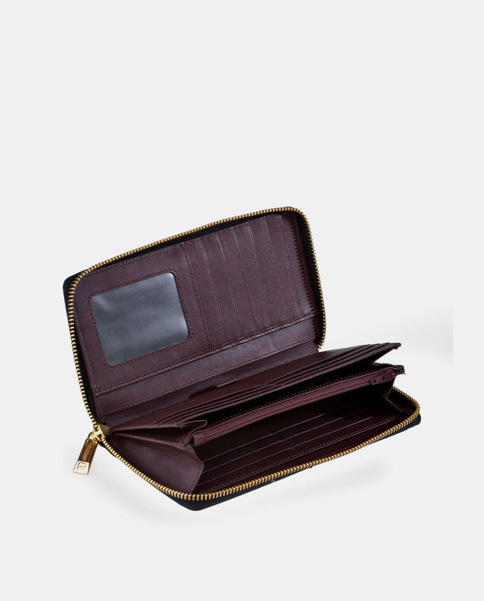 Monedero mujer Pierre Cardin grande con cremallera en piel suave - Rojo oscuro Rojo oscuro-4