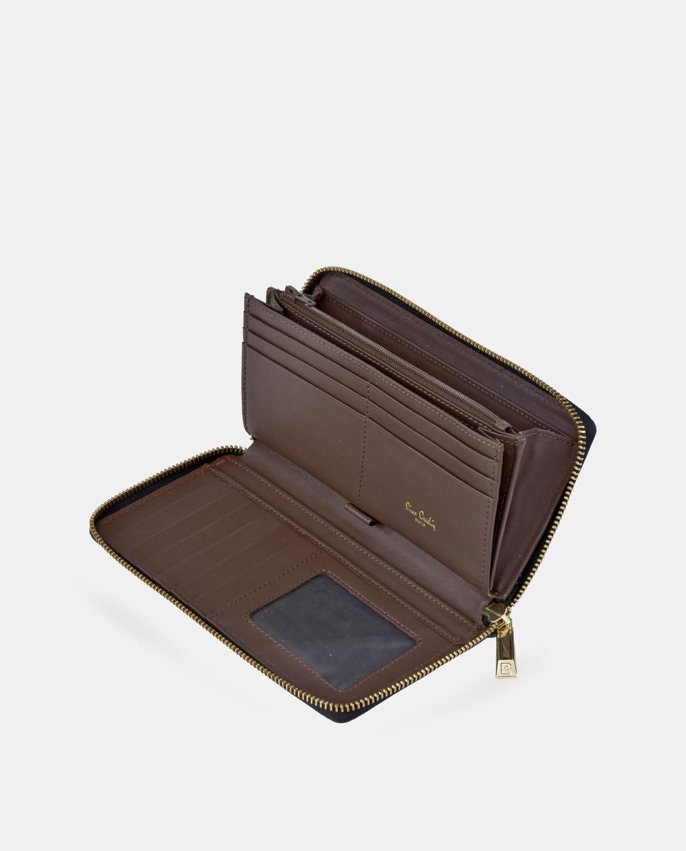 Monedero mujer Pierre Cardin grande con cremallera en piel suave - Marrón chocolate Marrón chocolate-3
