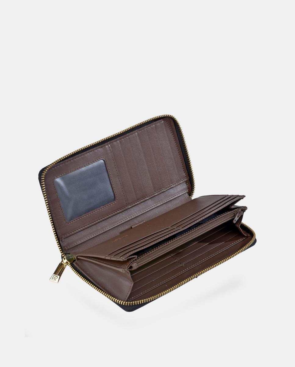 Monedero mujer Pierre Cardin grande con cremallera en piel suave - Marrón chocolate Marrón chocolate-4