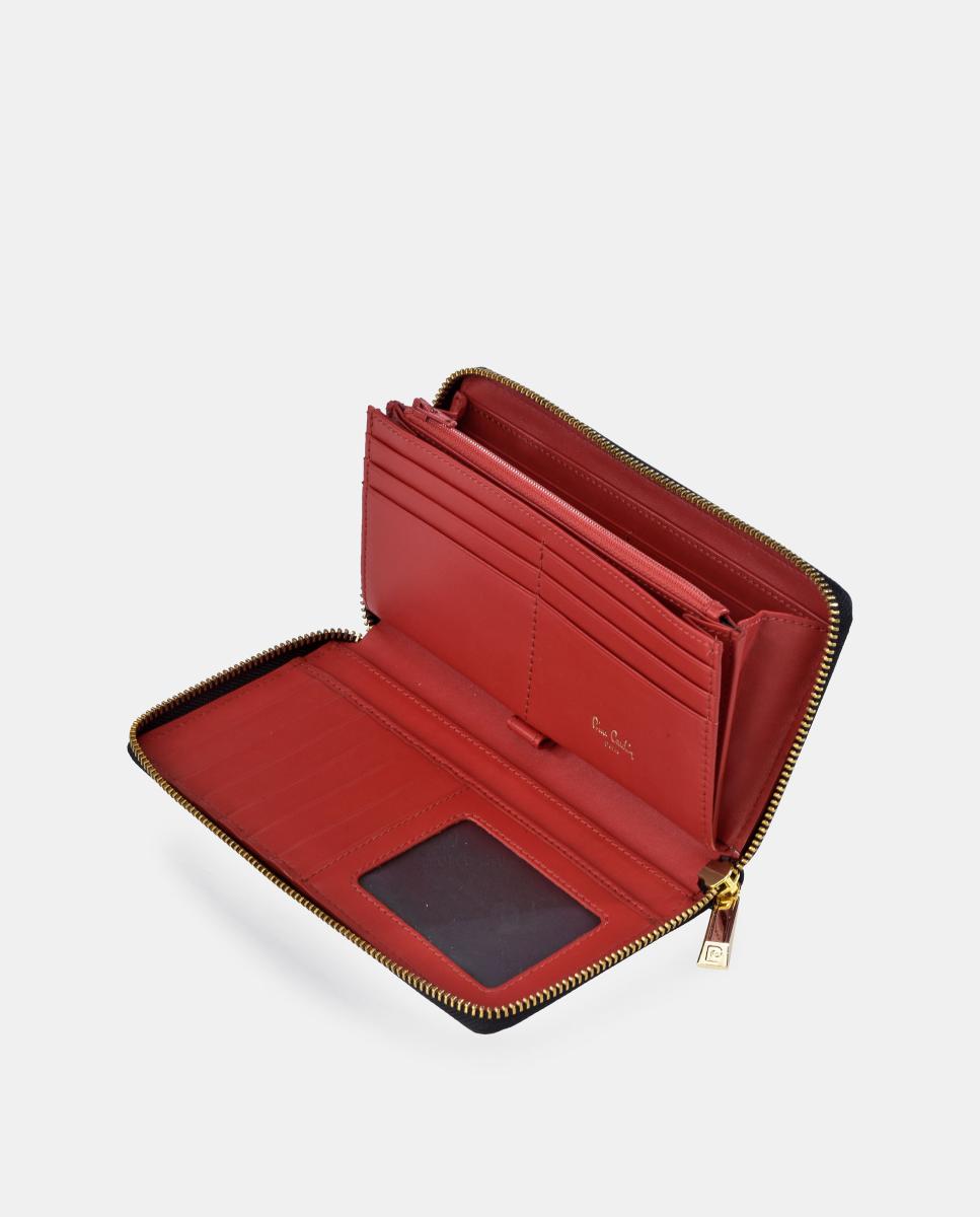 Monedero mujer Pierre Cardin grande con cremallera en piel suave - Rojo Rojo-3