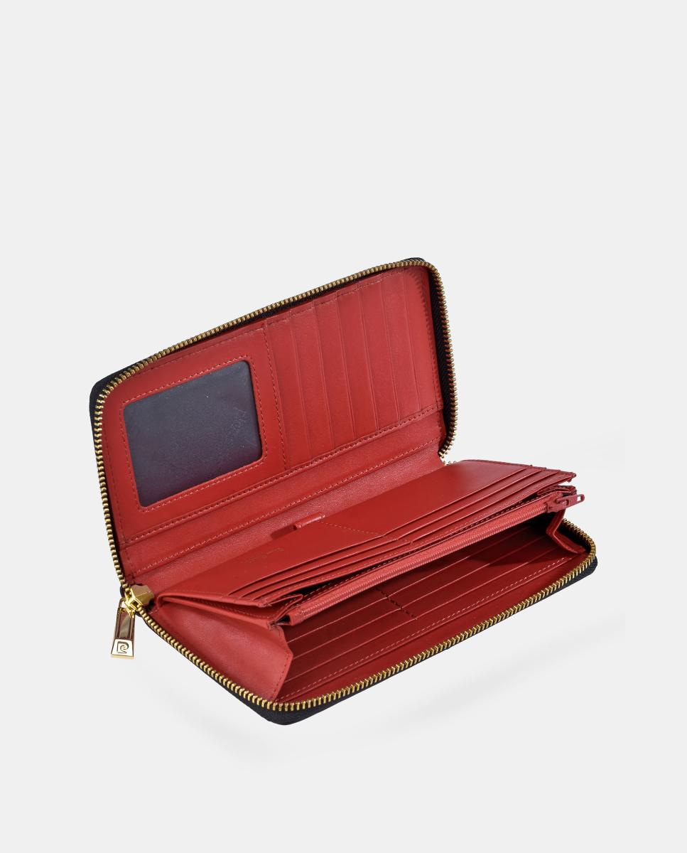 Monedero mujer Pierre Cardin grande con cremallera en piel suave - Rojo Rojo-4
