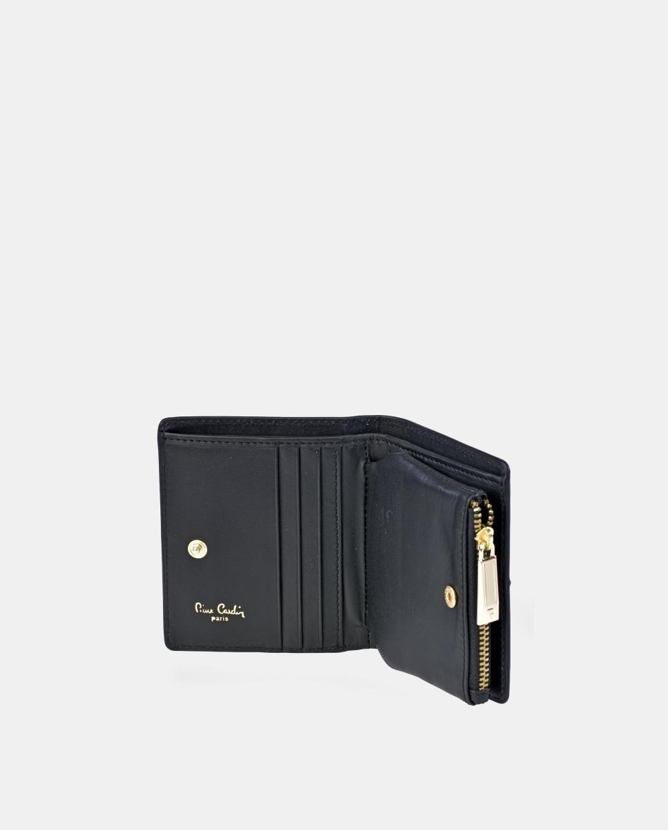 Porta-Moedas em Pele Suave com Fecho de Correr e Secção para Notas Preto-3