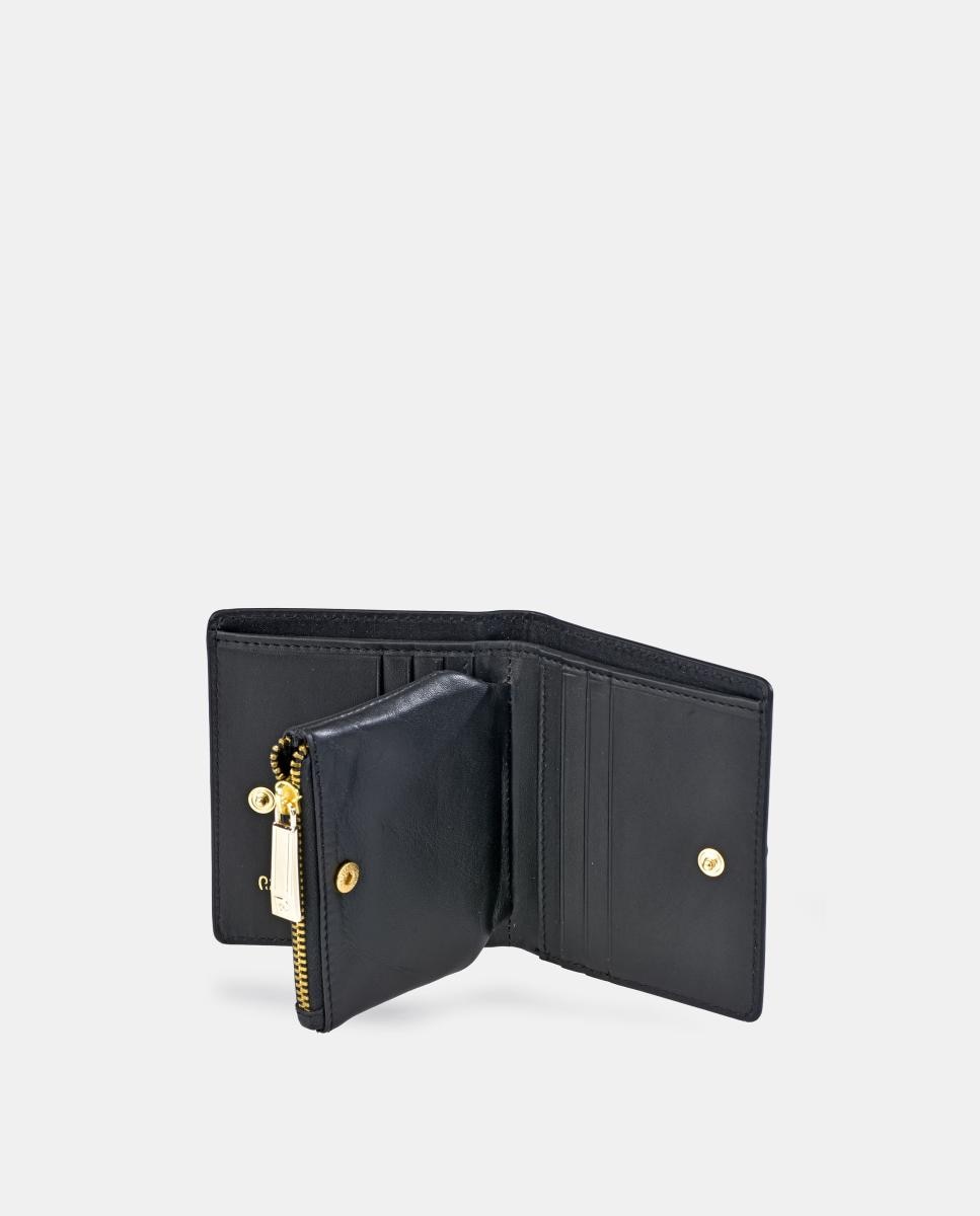 Porta-Moedas em Pele Suave com Fecho de Correr e Secção para Notas Preto-4
