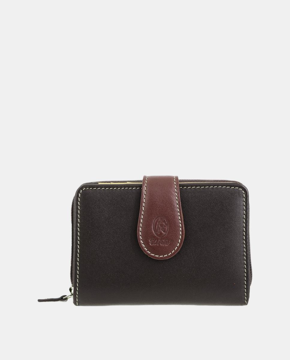 Imagen 1 de Billetero cartera de señora mini con cremallera fabricado en piel vacuno - El Potro - Marrón chocolate Marrón chocolate