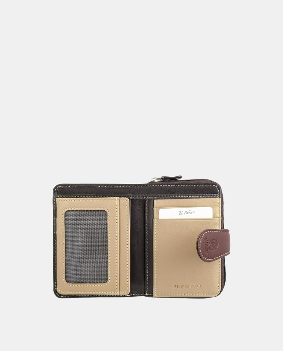 Imagen 3 de Billetero cartera de señora mini con cremallera fabricado en piel vacuno - El Potro - Marrón chocolate Marrón chocolate