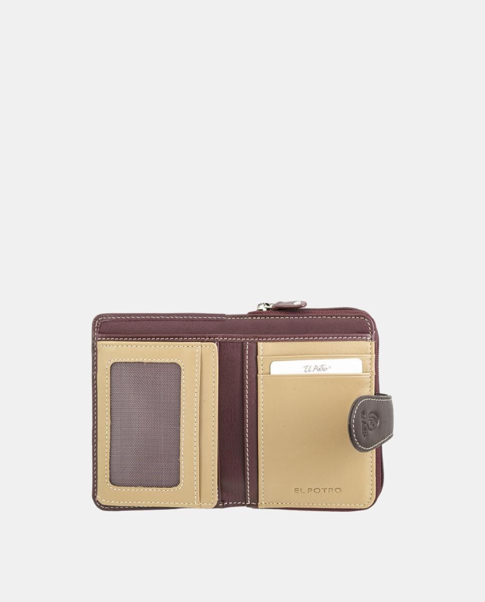Imagen 3 de Billetero cartera de señora mini con cremallera fabricado en piel vacuno - El Potro - Granate Granate