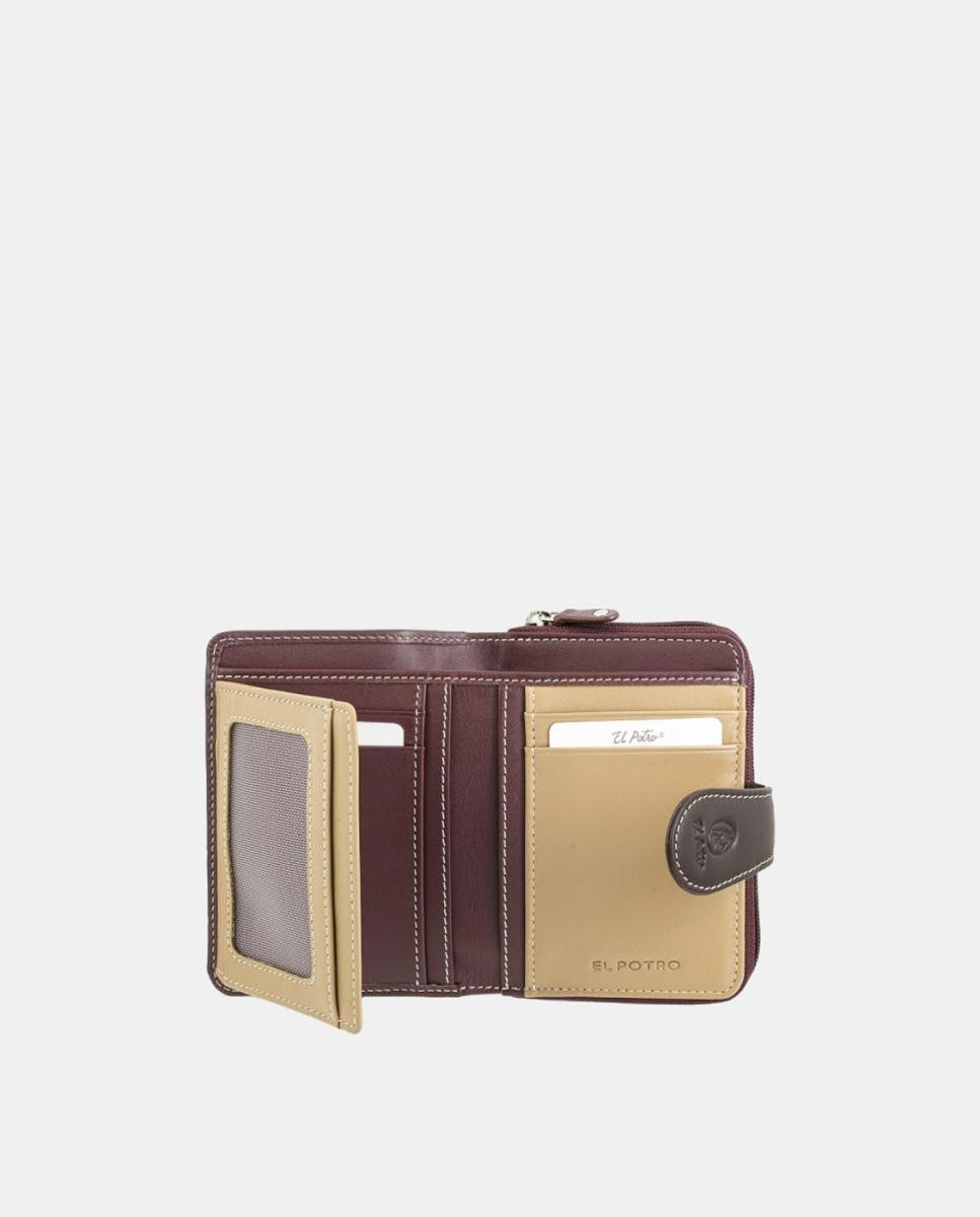 Imagen 4 de Billetero cartera de señora mini con cremallera fabricado en piel vacuno - El Potro - Granate Granate