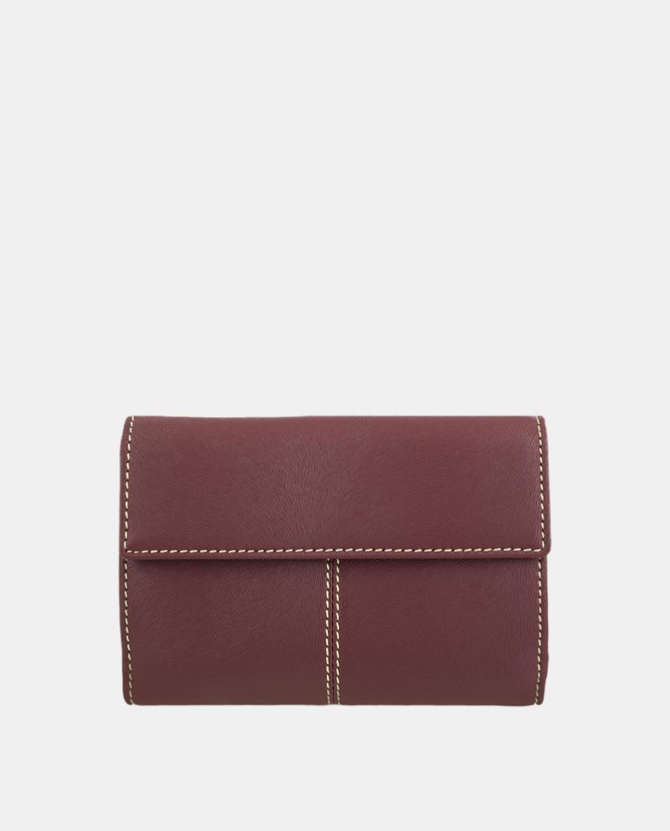 Billetero cartera de señora fabricado en piel vacuno y lona canvas - El Potro - Rojo Granate Rojo Granate-3