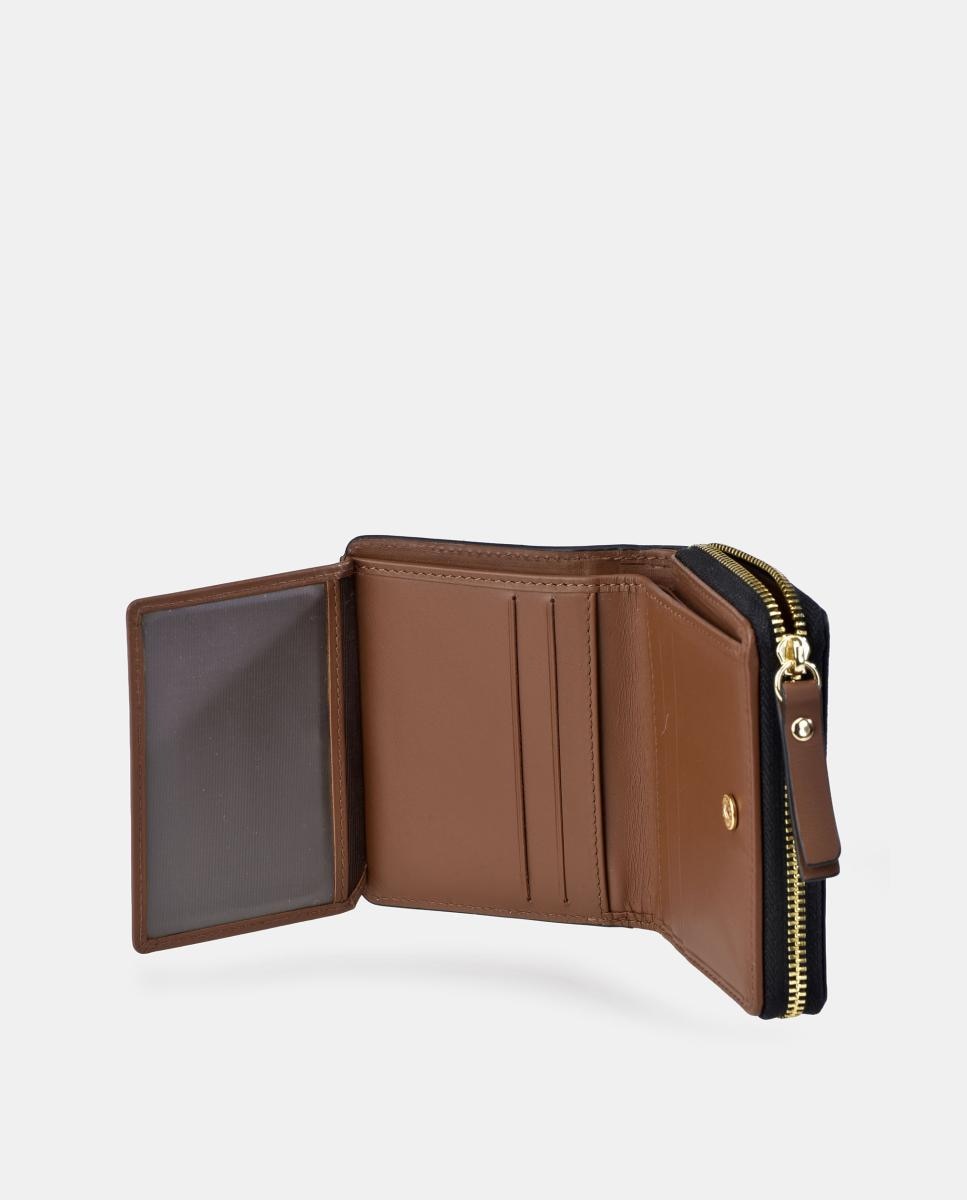 Porta-Moedas em Pele e Croute com Porta-Cartões e Fecho de Correr Couro-5