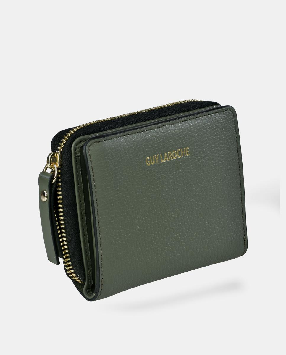 Imagen 2 de Monedero con tarjetero mujer Guy Laroche con cremallera en piel y serraje - Verde Oliva Verde Oliva
