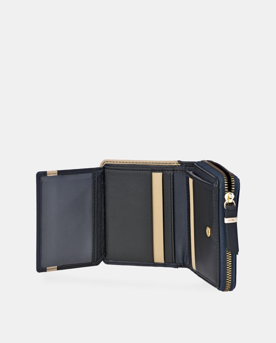 Porta-Moedas Mini em Pele Combinada com Fecho de Correr Preto-4