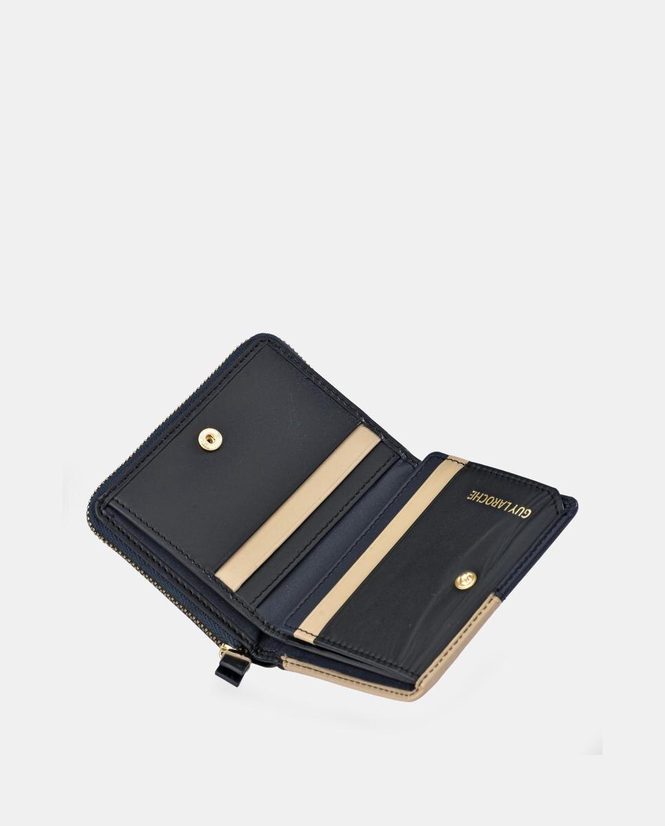 Porta-Moedas Mini em Pele Combinada com Fecho de Correr Preto-5