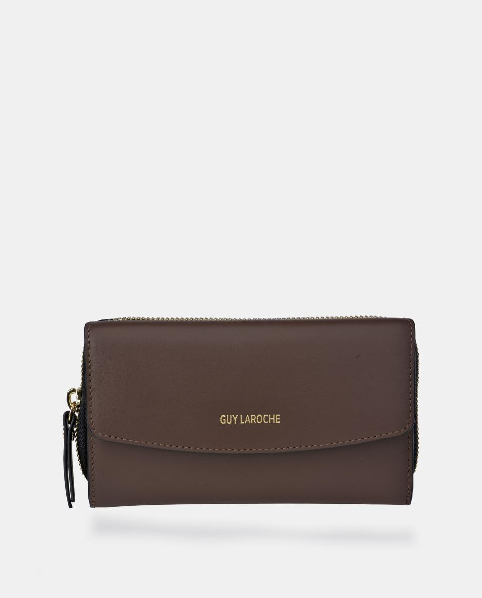 Imagen 1 de Monedero tarjetero mujer Guy Laroche con cremallera en piel - Marrón chocolate Marrón chocolate