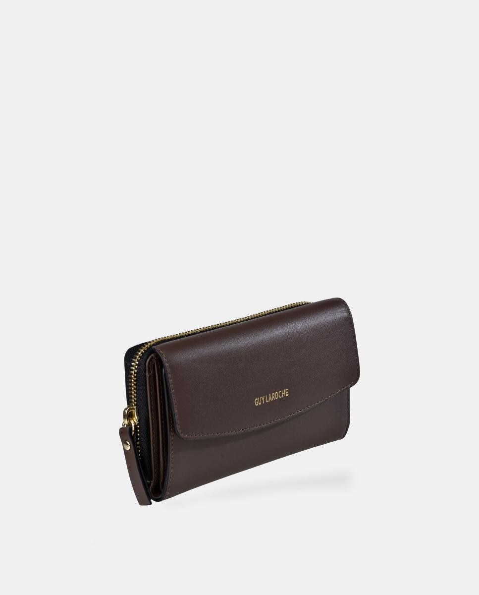 Imagen 2 de Monedero tarjetero mujer Guy Laroche con cremallera en piel - Marrón chocolate Marrón chocolate