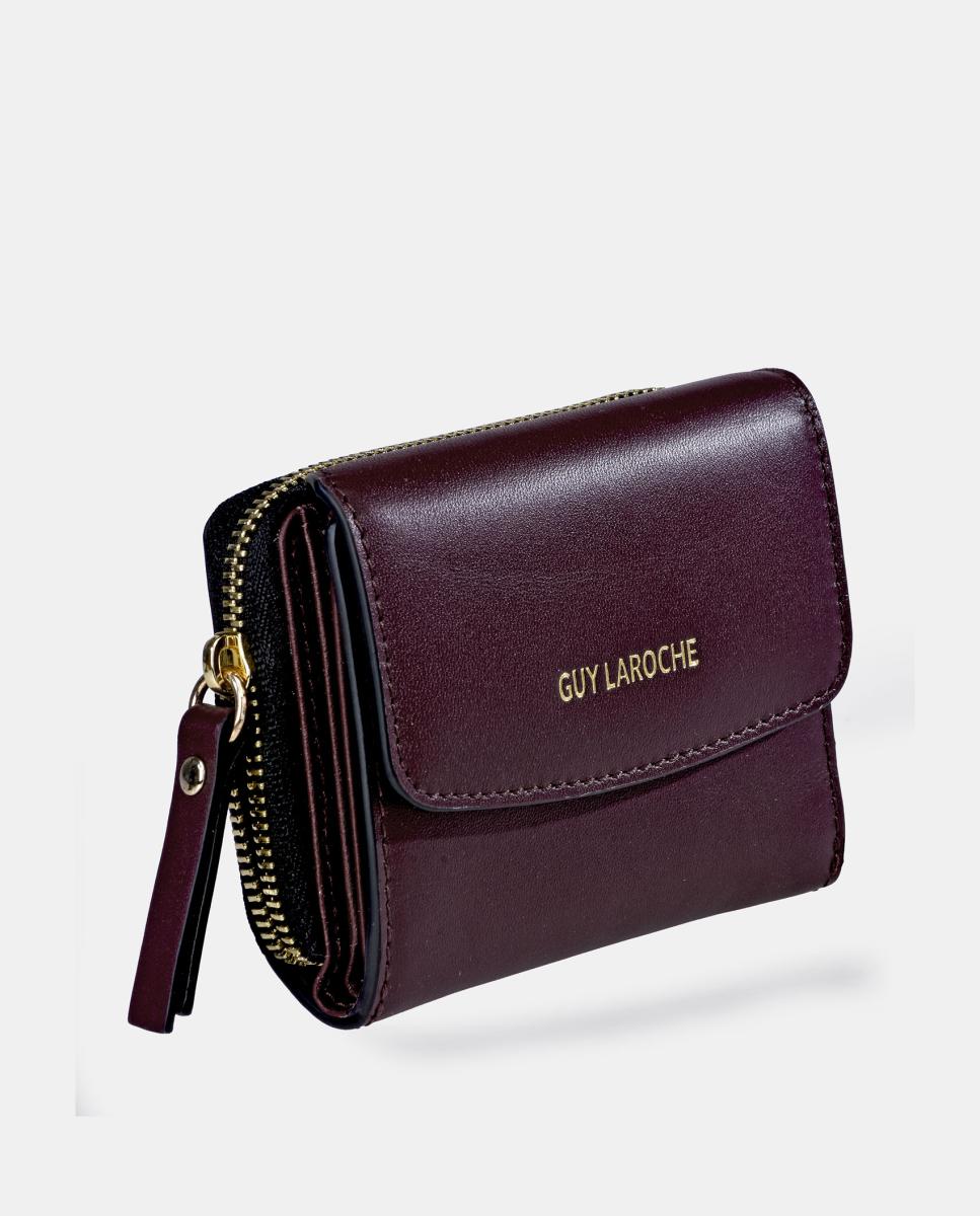 Imagen 2 de Monedero billetero mini Guy Laroche para mujer en piel con solapa - Rojo oscuro Rojo oscuro