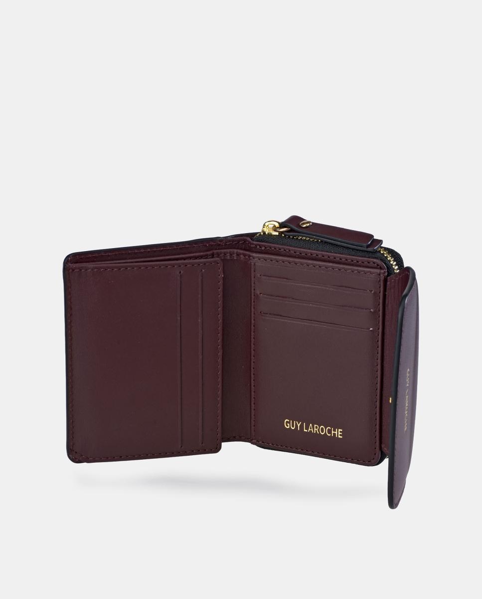 Imagen 4 de Monedero billetero mini Guy Laroche para mujer en piel con solapa - Rojo oscuro Rojo oscuro