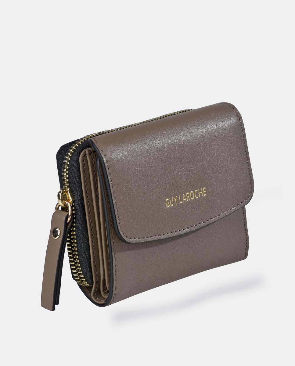 Imagen 2 de Monedero billetero mini Guy Laroche para mujer en piel con solapa - Marrón topo Marrón topo