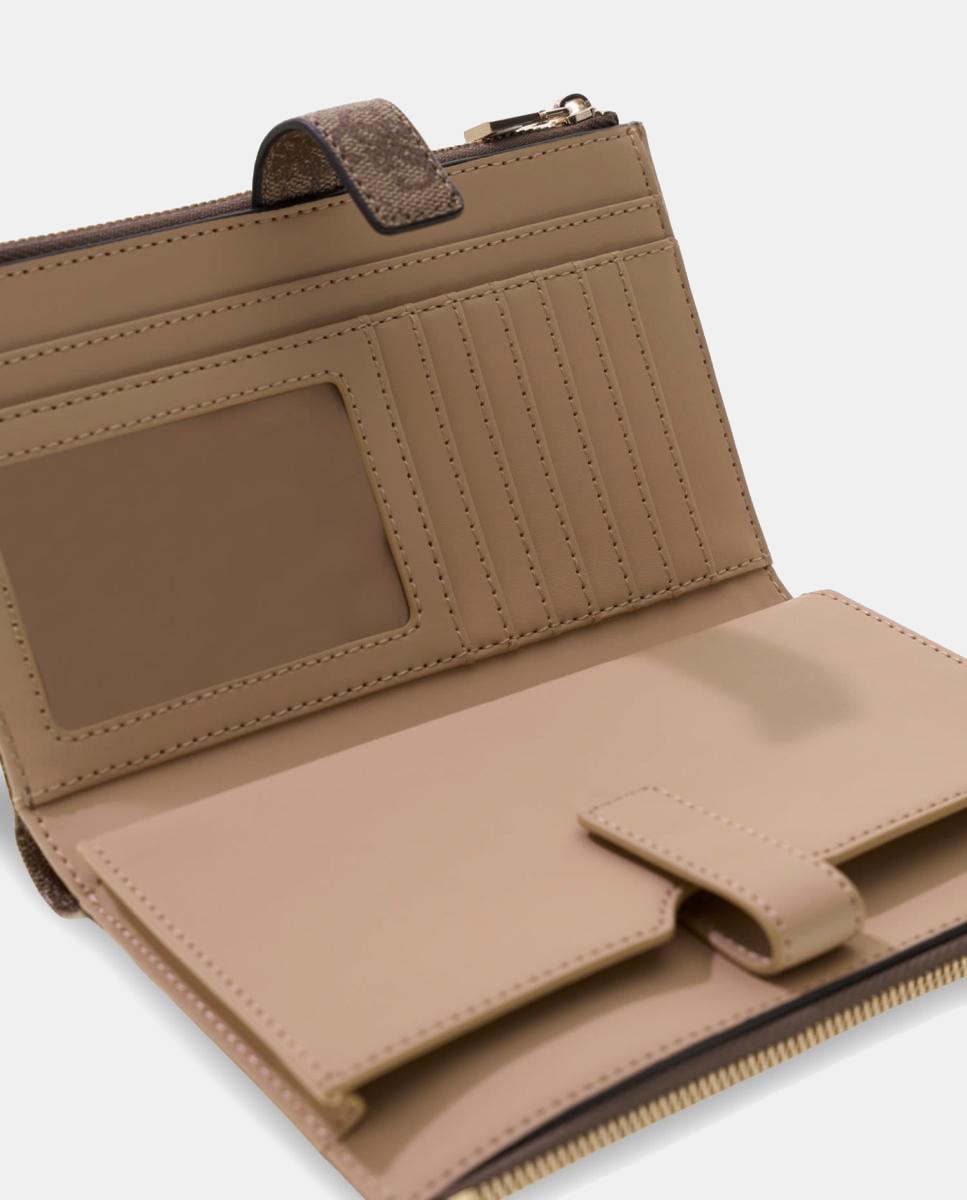 Imagen 4 de Cartera con estuche a medida, logo triangular y estampado de logotipos - Guess - Beige Beige