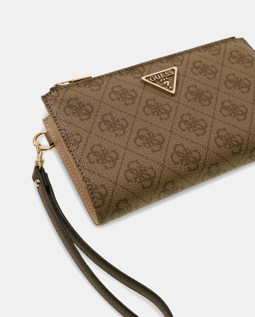 Imagen 5 de Cartera con estuche a medida, logo triangular y estampado de logotipos - Guess - Beige Beige