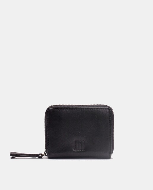 Imagem 0 de Carteira de Pele Pequena com Fecho de Correr - Preto