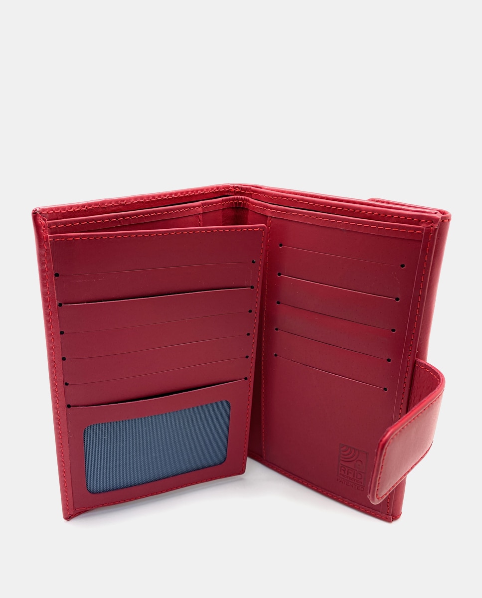 Carteira Média de Pele com Porta-Cartões Interiores - Vermelho Vermelho-2
