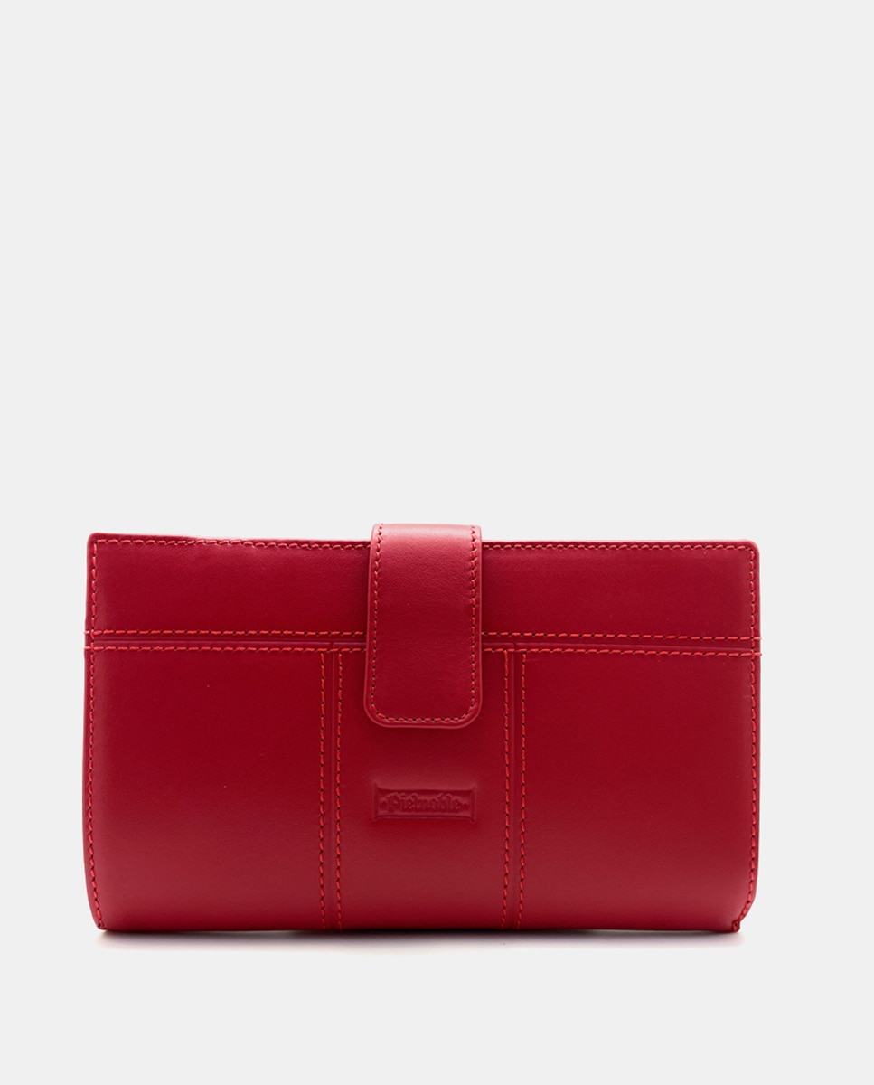 Imagem 0 de Carteira Grande de Pele com Porta-moedas Exterior - Vermelho