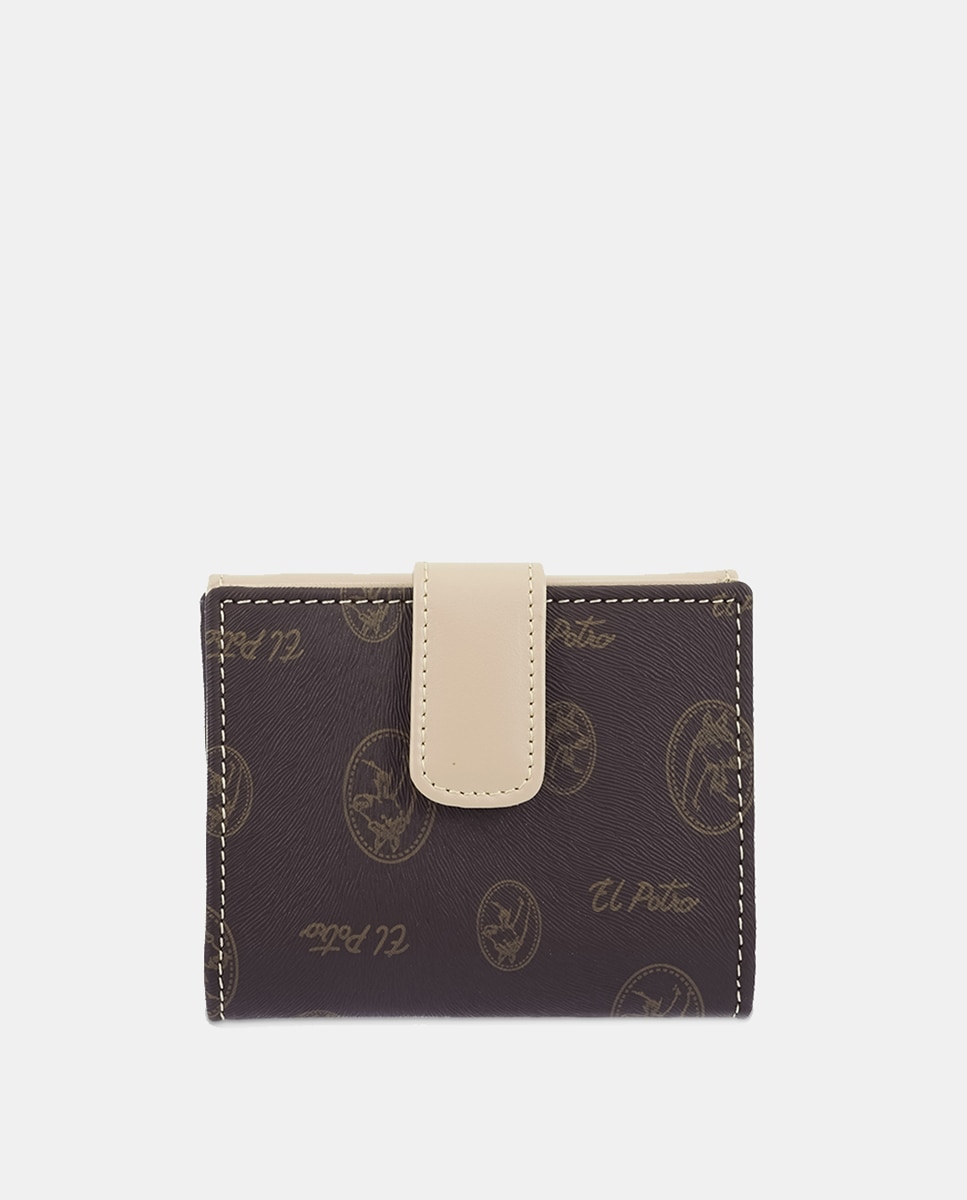 Cartera pequeña marrón en lona y piel - El Potro - Marrón Marrón-1