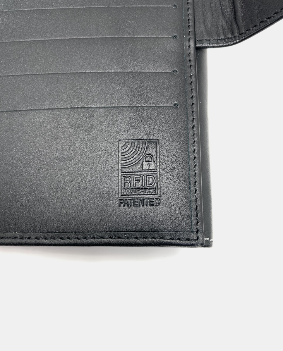 Carteira Grande com Capacidade para Vinte Cartões e em Pele - Preto Preto-6