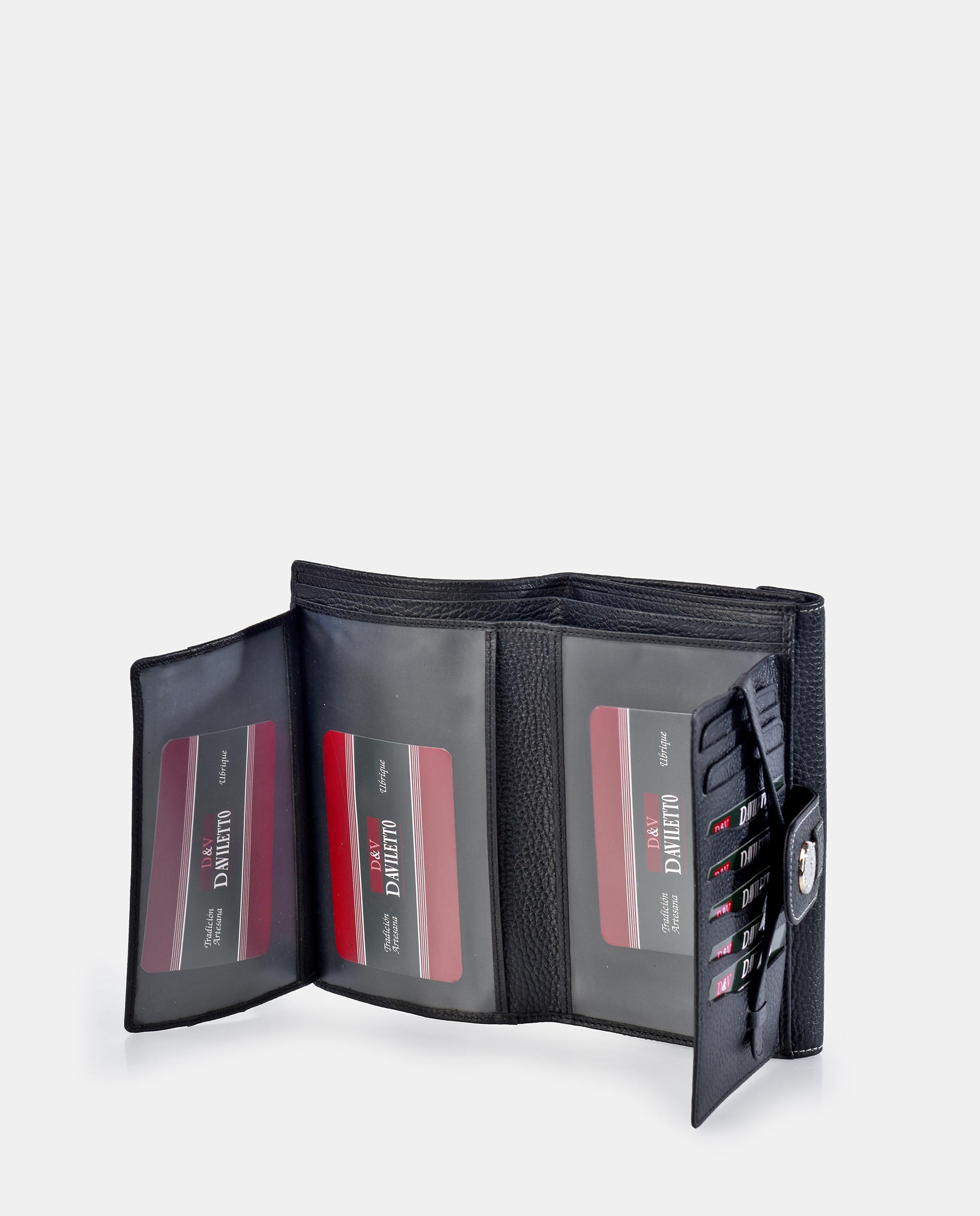 Porta-Moedas Grande com Secção para Notas e em Pele Jurassic - Couro Preto-4
