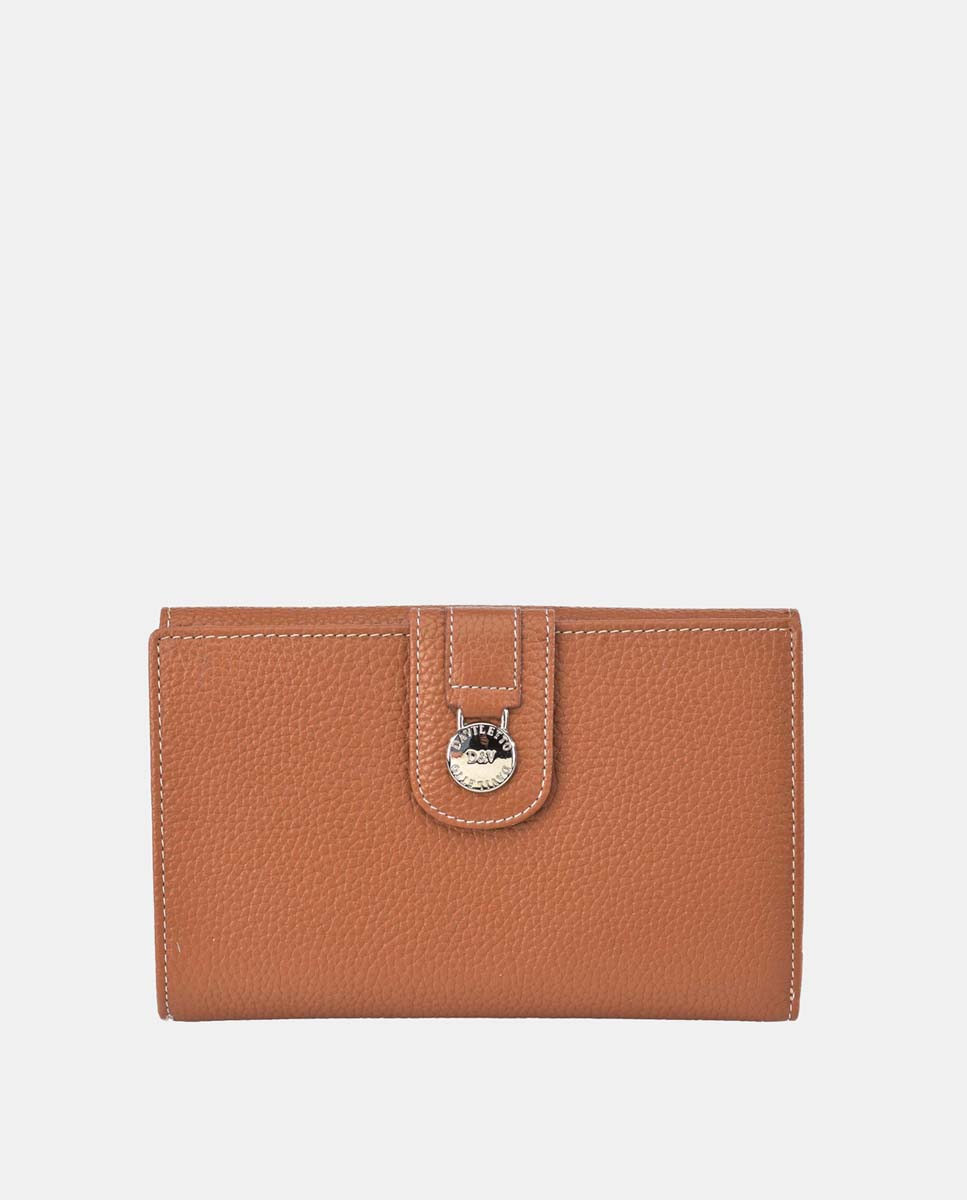 Porta-Moedas Grande com Secção para Notas e em Pele Jurassic - Couro Camel-1
