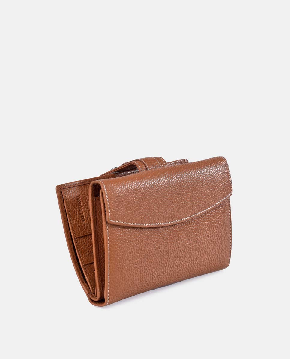 Porta-Moedas Grande com Secção para Notas e em Pele Jurassic - Couro Camel-3