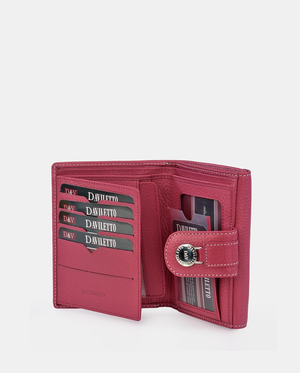 Porta-Moedas Médio com Secção para Notas e em Pele Jurassic - Couro Fúcsia-4