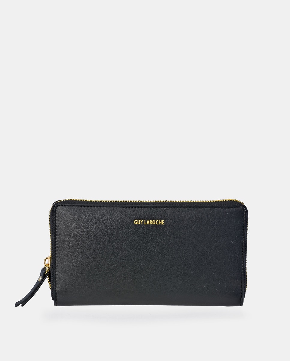 Cartera grande de piel con cremallera - Guy Laroche - Negro Negro-1