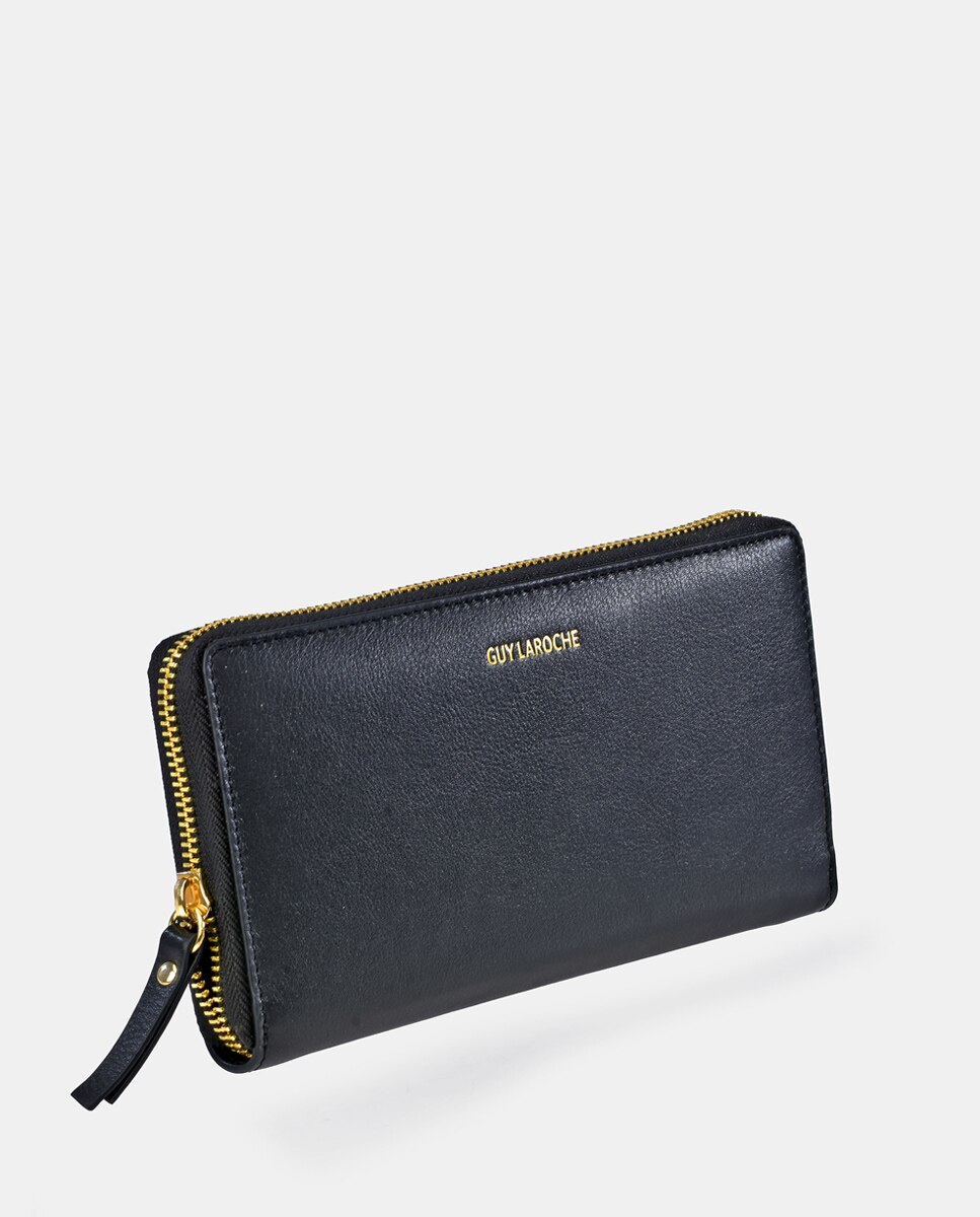 Cartera grande de piel con cremallera - Guy Laroche - Negro Negro-2