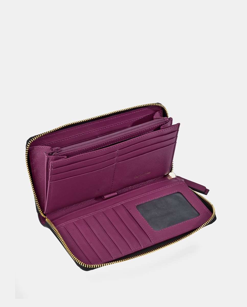 Cartera grande de piel con cremallera - Guy Laroche - Fucsia Fucsia-3