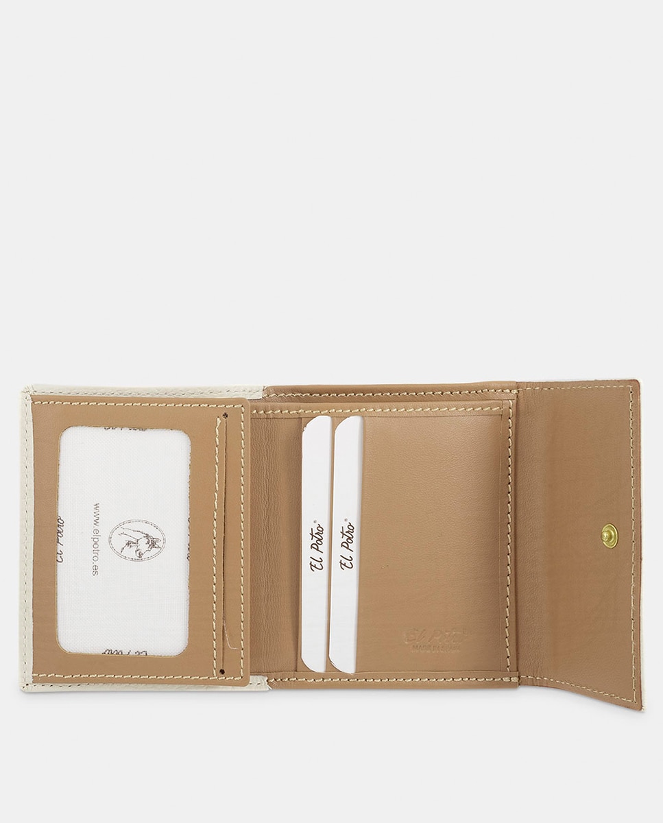 Billetero cartera de señora pequeño fabricado en piel vacuno color topo - El Potro - Beige Beige-4