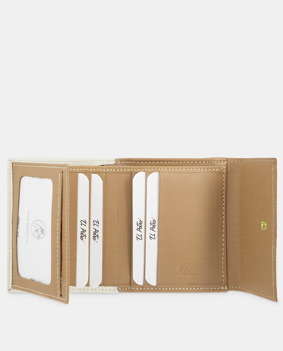 Billetero cartera de señora pequeño fabricado en piel vacuno color topo - El Potro - Beige Beige-5