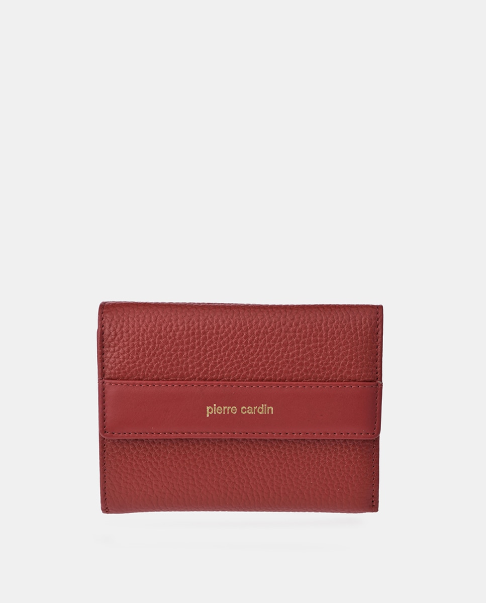 Porta-Moedas em Pele com Secção para Notas e Aba Vermelho-1