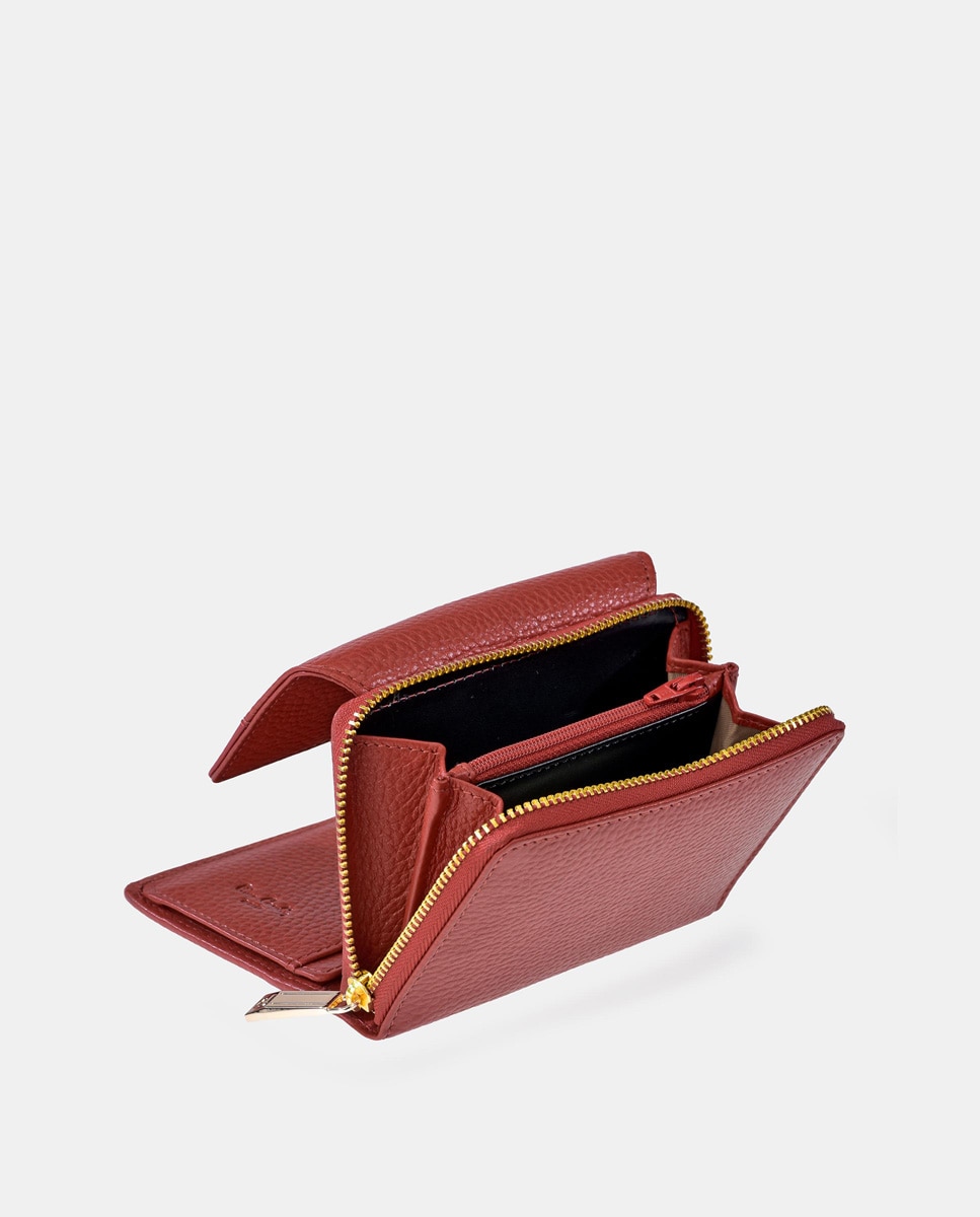 Porta-Moedas em Pele com Secção para Notas - Vermelho Vermelho-8