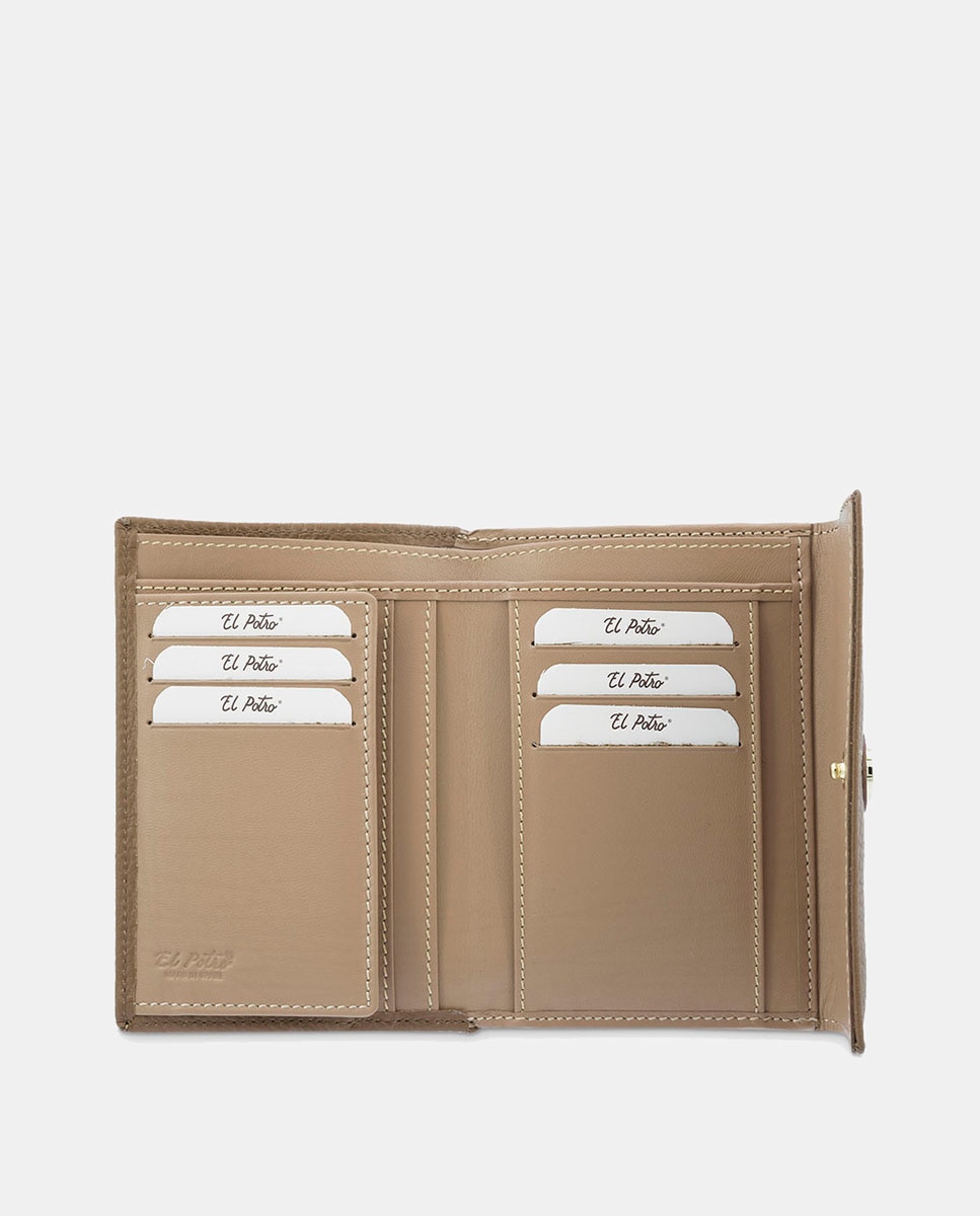 Carteira Fabricada em Pele Bovina - Taupe Camel-4