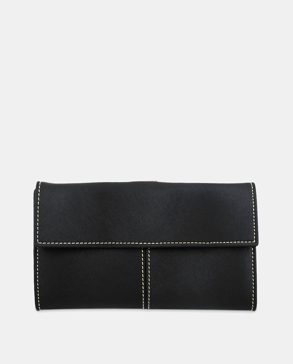 Imagen 4 de Billetero cartera de señora fabricado en piel vacuno y lona canvas color - El Potro - Negro Negro