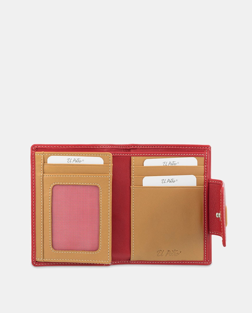 Imagen 2 de Billetero cartera de señora fabricado en piel vacuno color negro - El Potro - Rojo Rojo
