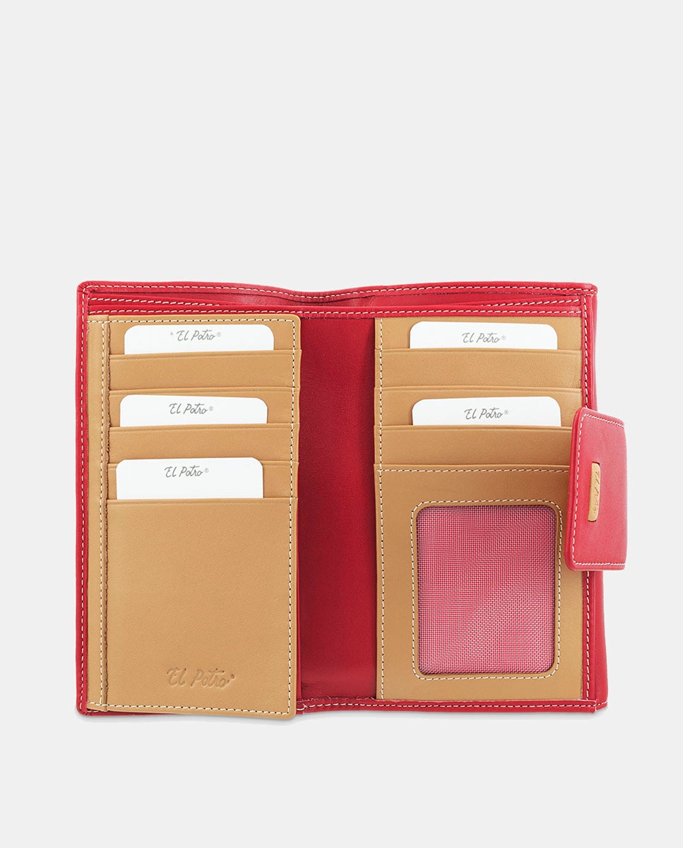Imagen 2 de Billetero cartera de señora fabricado en piel vacuno color negro - El Potro - Rojo Rojo
