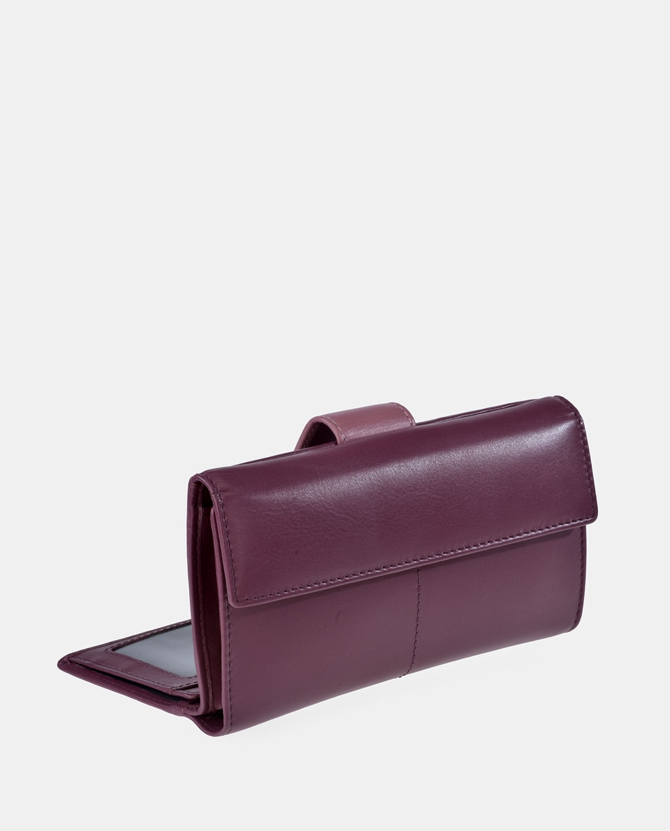 Monedero billetero mujer DAVILETTO grande en piel color negro y rojo - Morado Morado-3