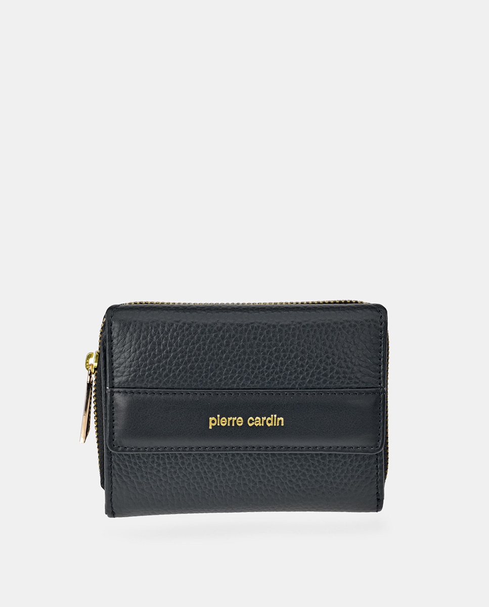 Porta-Moedas em Pele com Secção para Notas - Preto Preto-1