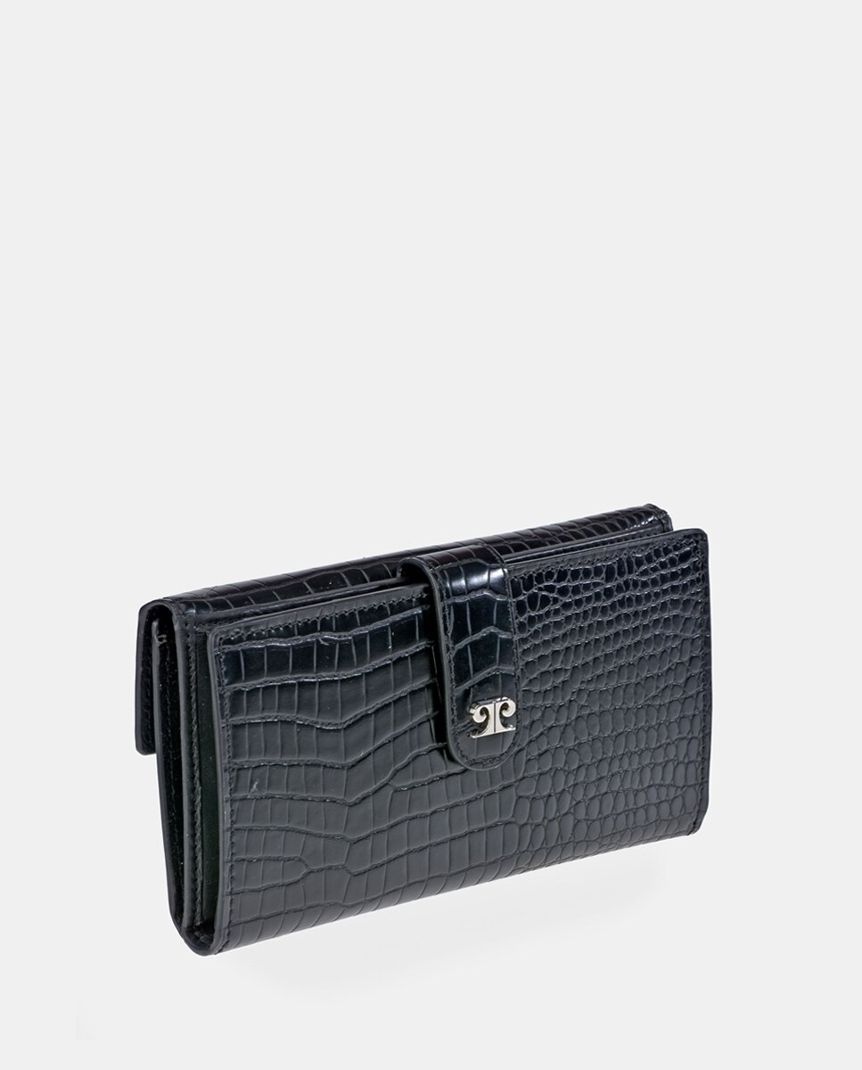 Monedero billetero grande mujer en simil piel color - Pierre Cardin - Negro Negro-5
