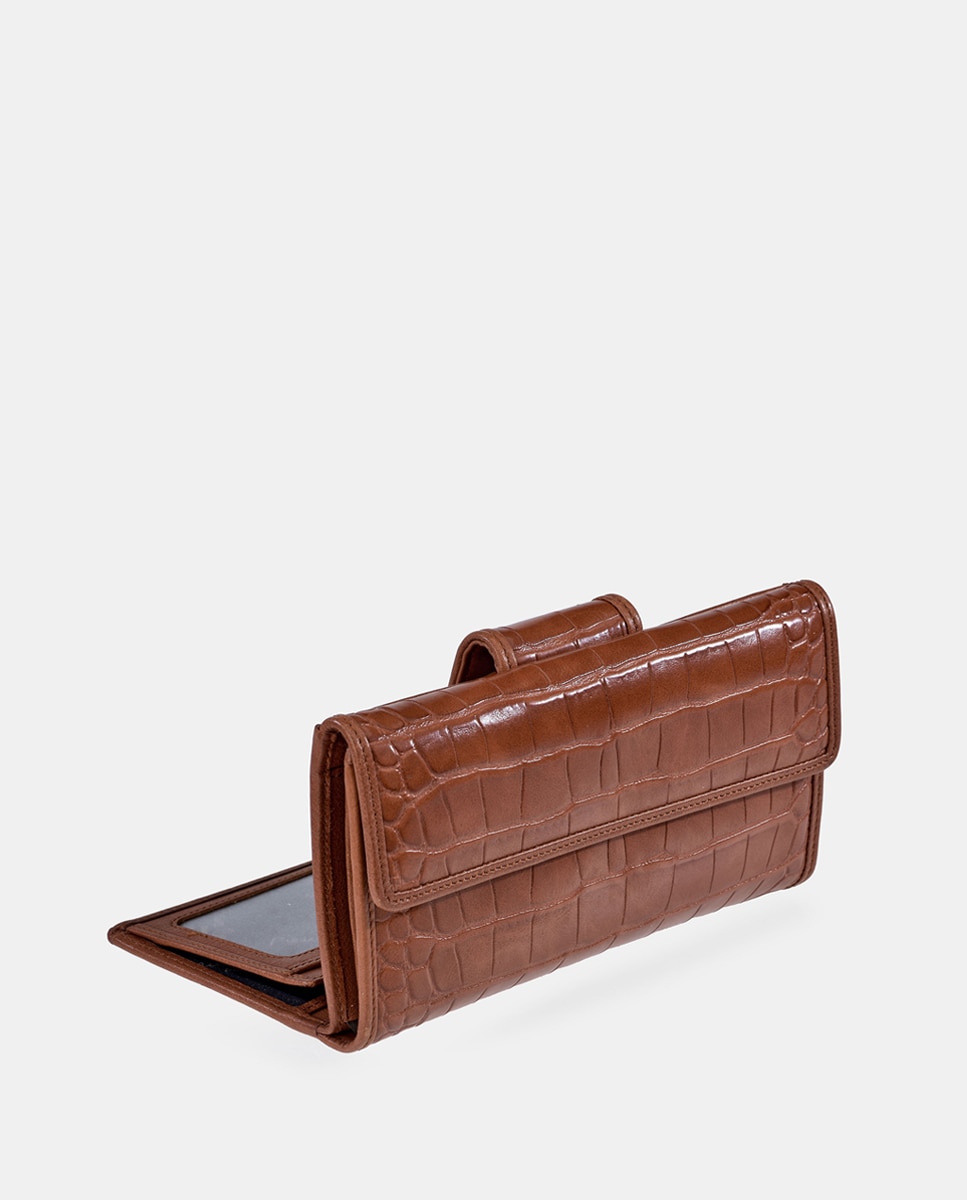 Porta-Moedas Grande em Pele Sintética com Secção para Notas - Preto Castanho-claro-3