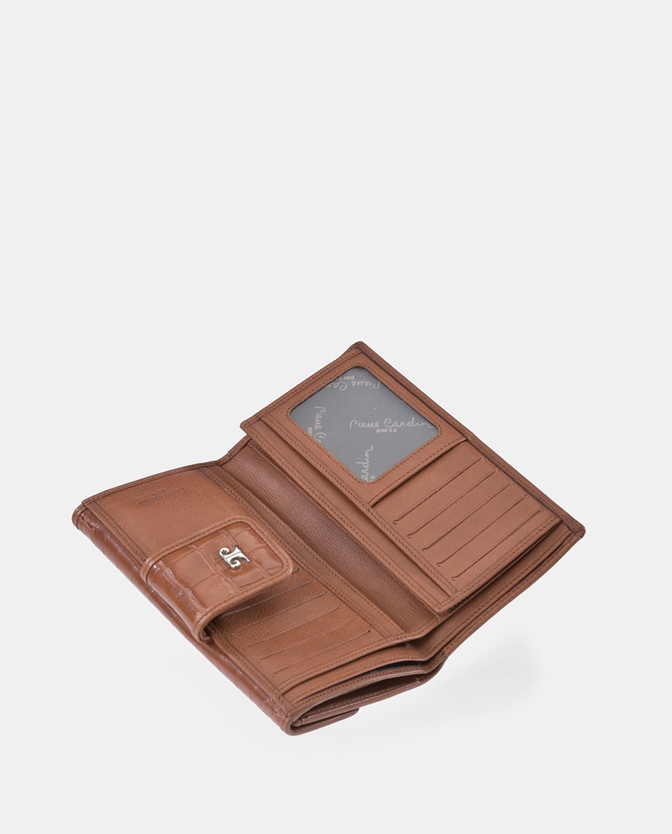 Porta-Moedas Grande em Pele Sintética com Secção para Notas - Preto Castanho-claro-5